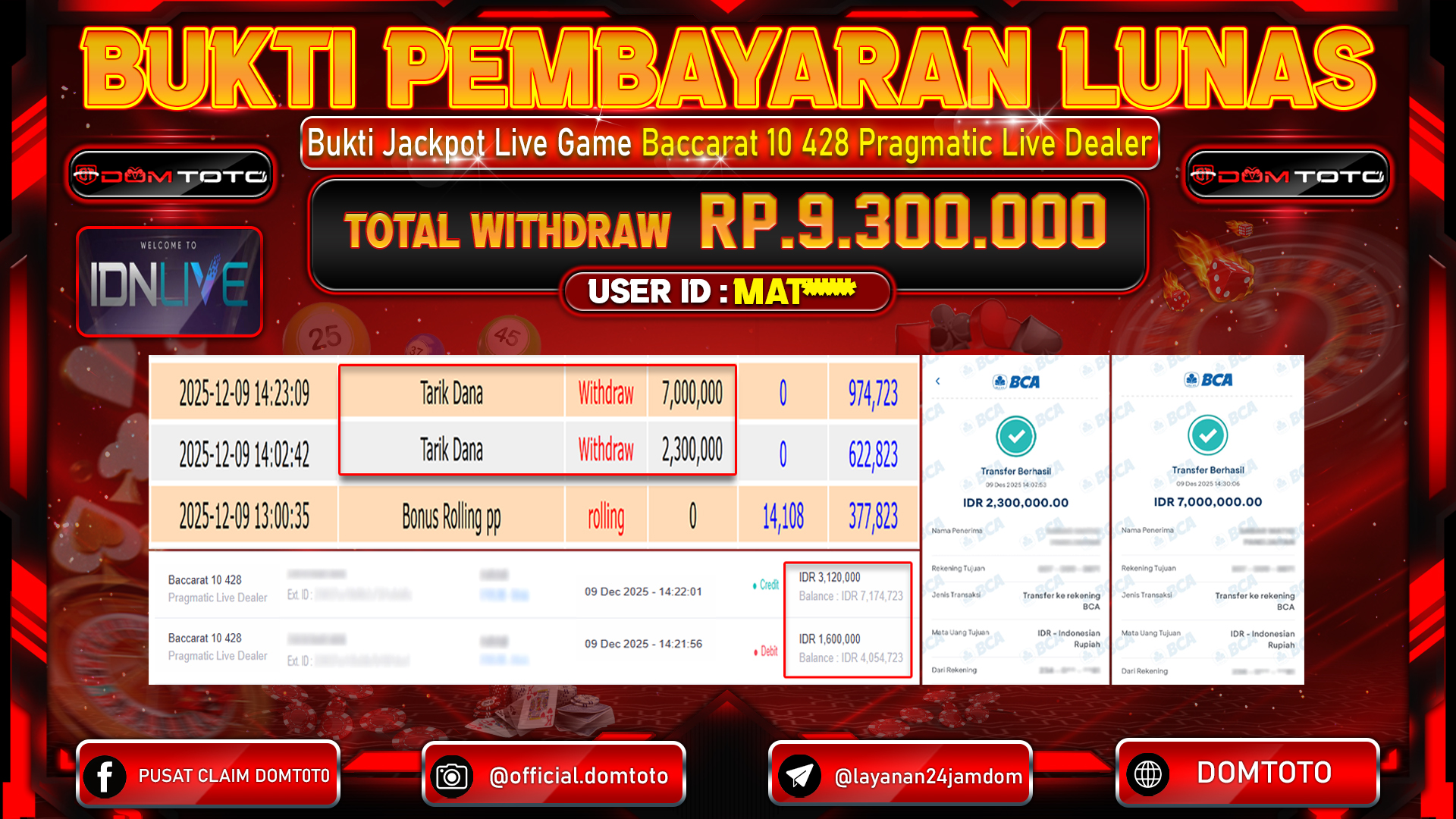 JACKPOT Live Game Baccarat 10 428 Pragmatic LIve Dealer 09 DECEMBER 2025